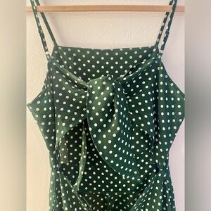 Green jumpsuit with polka dots, made in France. Size S.